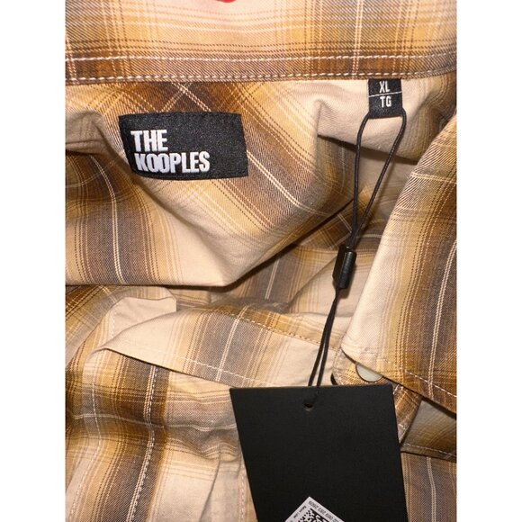 The Kooples Mens XL Plaid Shirt Brown & Beige Cotton Blend Western Boho Revolve - Picture 4 of 5